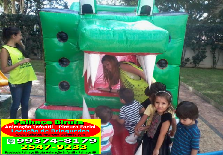 Mini Tobogã Jacaré Inflável - Palhaço Biruta - Palhaço SP